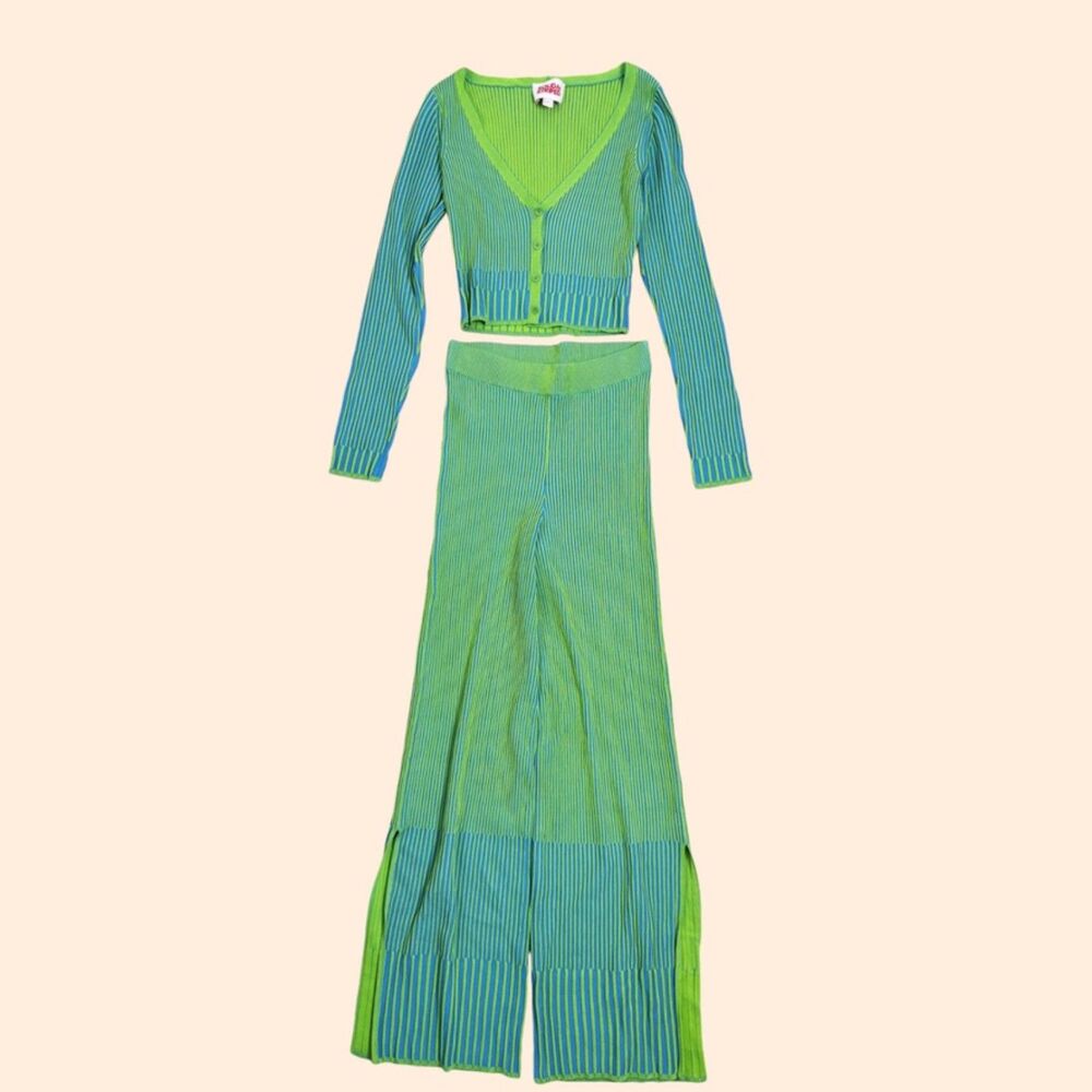 Solid Striped Rib Lime Set - image 1